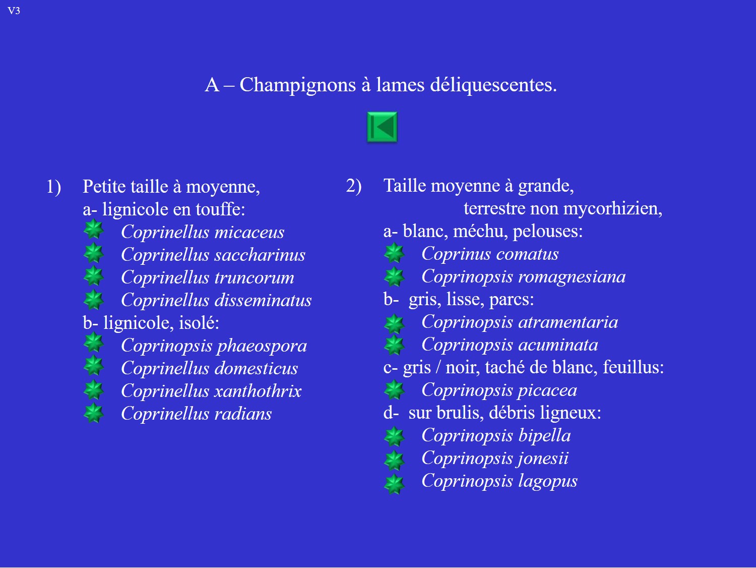 Liste A : Coprins